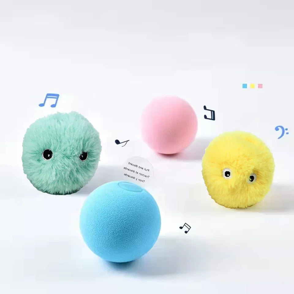 Interaktiver Plüsch-Katzenball mit Sound, Katzenminze und Sensor