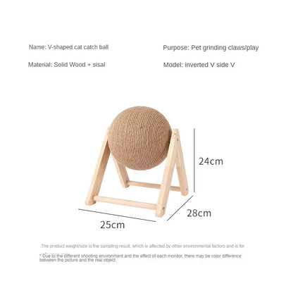 Katzenkratzbaum aus Holz mit Hanfseil – Dreieckiges Design