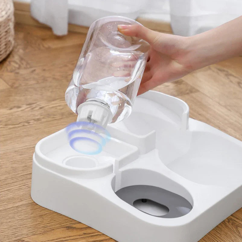 2-in-1-Napf und Wasserspender für Haustiere – Edelstahl & Kunststoff, Rosa/Blau/Weiß