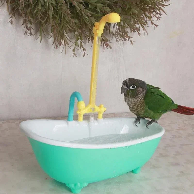 Automatische Papageiendusche – Badespielzeug aus Kunststoff, rosa oder grün