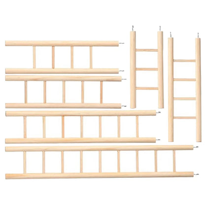 Kletterleitern aus Holz für Kakadus – 6er-Set – Khaki – 16–37 cm