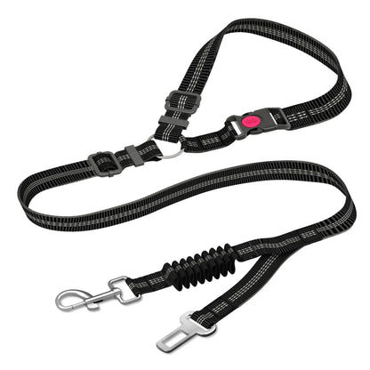 Verstellbarer Hundesicherheitsgurt aus Nylon fürs Auto – 40–66 cm – Gestreiftes Design