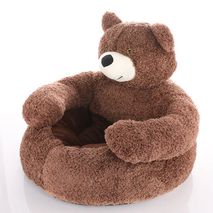 Plüschbär-Haustierbett – Weiches Winterbett für Hunde und Katzen