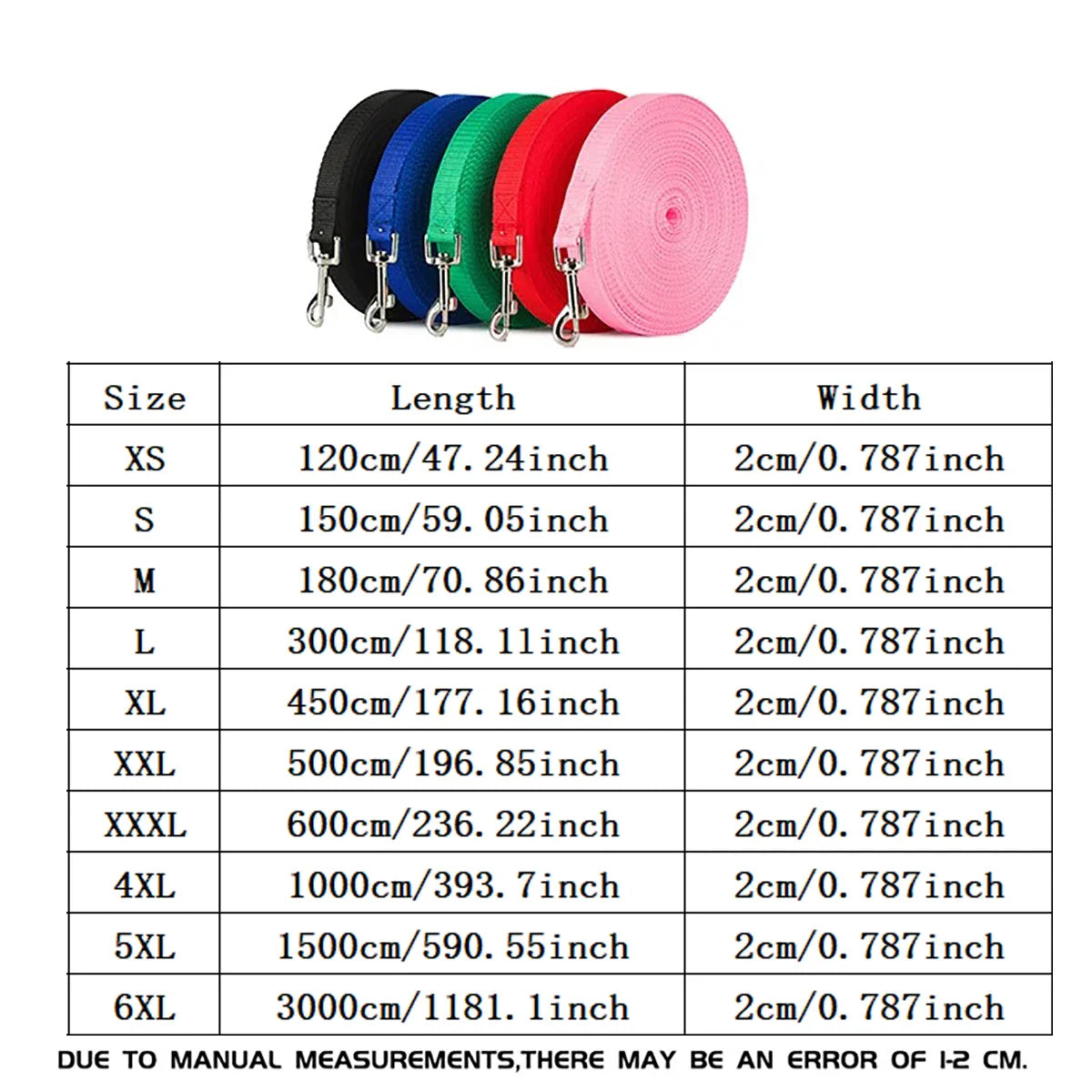 Verstellbare Nylon-Hundeleine – 1,5 bis 30 m Trainingsleine