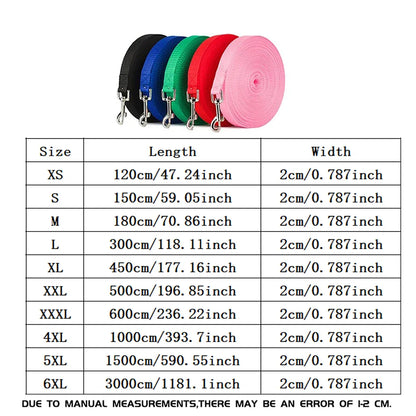 Verstellbare Nylon-Hundeleine – 1,5 bis 30 m Trainingsleine