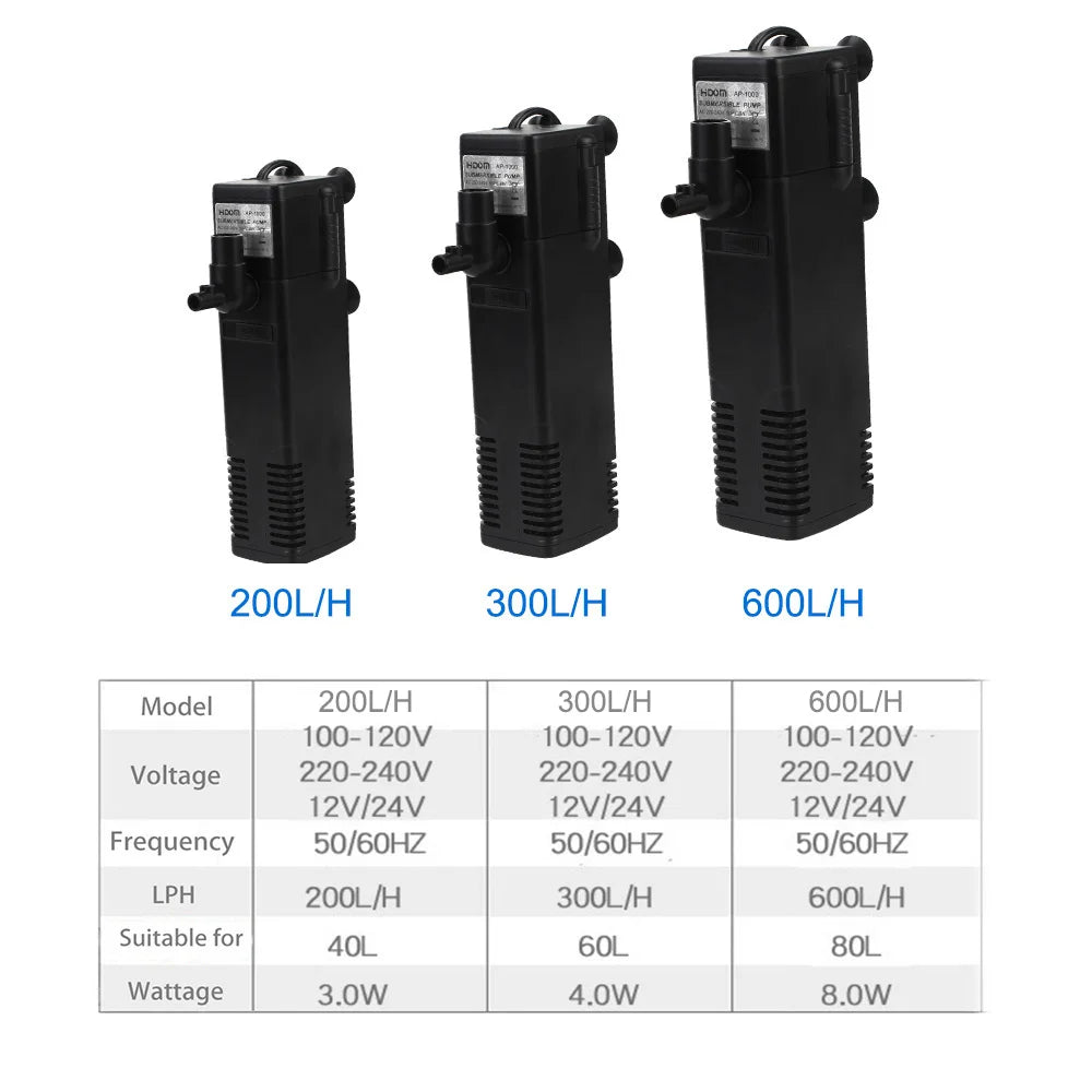 Tauchpumpe für Aquarien, 3–8 W, leise – Filter und Sauerstoff