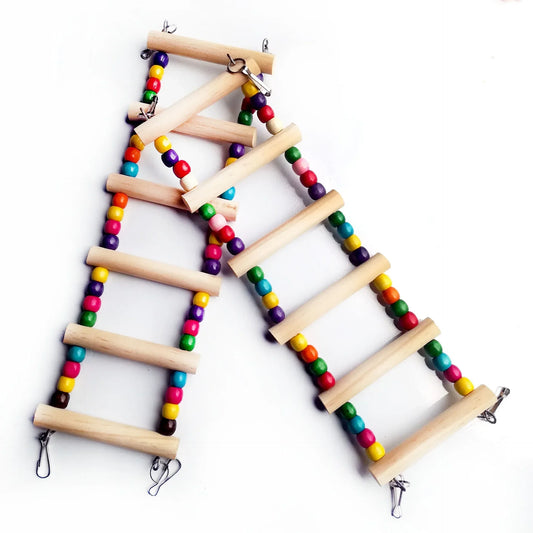 Kletterleiter aus Holz für Papageien – 31–56 cm – mit Aufhängehaken