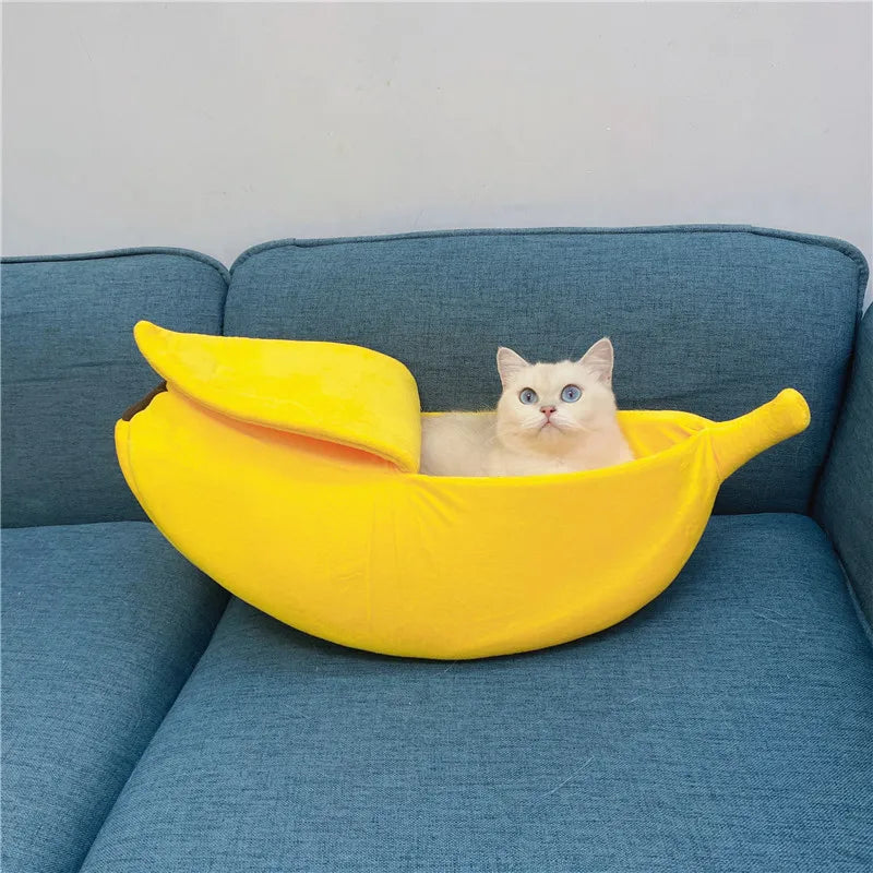 Plüsch-Katzenmann-Bananenvorm – Warmes Zuhause für Kat von Kleine Hunde