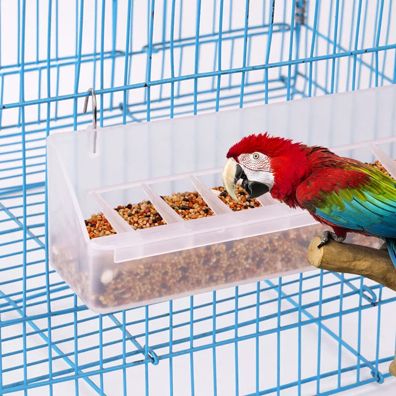 Vogelfutterhaus mit 6 Fächern zum Aufhängen – Transparentes Kunststofffutter für Tauben und Hühner