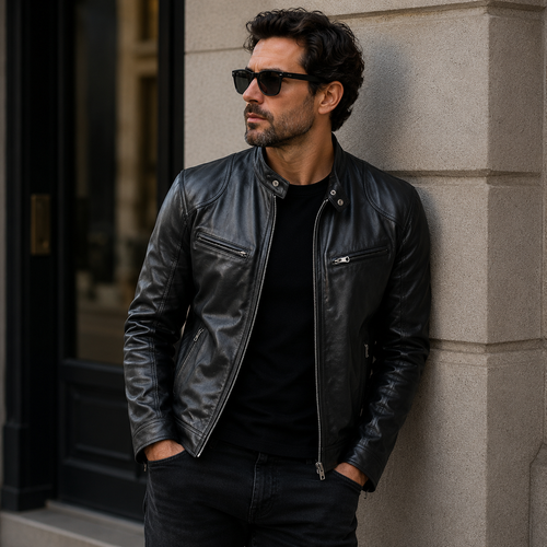 Ridgewell Herren Vintage Lederjacke | Klassische Biker Jacke mit Reißverschluss