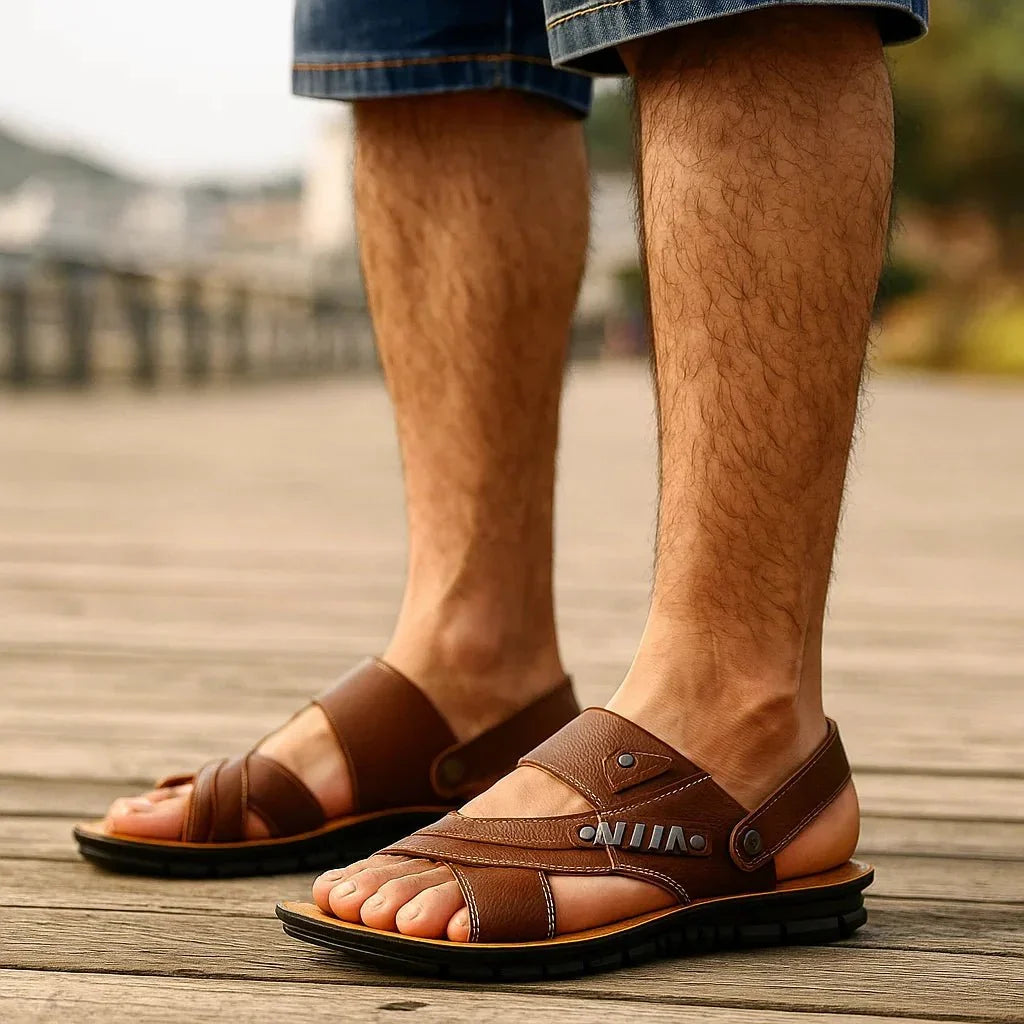 Verstellbare Herren Sandalen Arno – atmungsaktives Obermaterial in Schwarz
