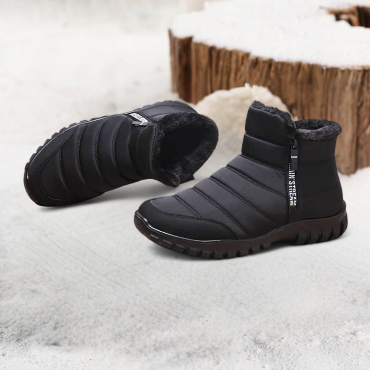 Boreas Winterstiefel in Blau mit seitlichem Reißverschluss für einfaches Anziehen