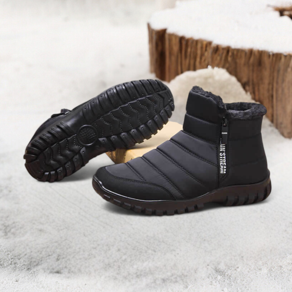 Boreas Herren Winterstiefel in Braun – Seitenansicht mit Hochschaft-Design