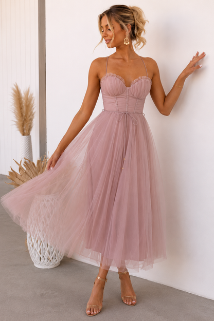 Elysienne Damen Midikleid mit Korsagenoberteil | Elegantes Ärmelloses Fit & Flare Kleid
