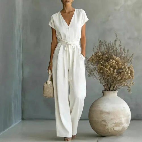 Liora Damen Eleganter Jumpsuit mit Weitem Bein | Ärmelloser Overall für Festliche Anlässe