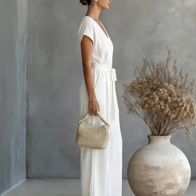 Liora Damen Eleganter Jumpsuit mit Weitem Bein | Ärmelloser Overall für Festliche Anlässe