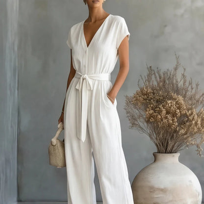 Liora Damen Eleganter Jumpsuit mit Weitem Bein | Ärmelloser Overall für Festliche Anlässe