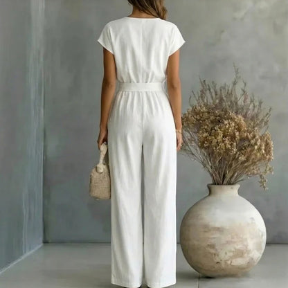 Liora Damen Eleganter Jumpsuit mit Weitem Bein | Ärmelloser Overall für Festliche Anlässe
