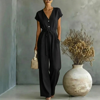 Liora Damen Eleganter Jumpsuit mit Weitem Bein | Ärmelloser Overall für Festliche Anlässe
