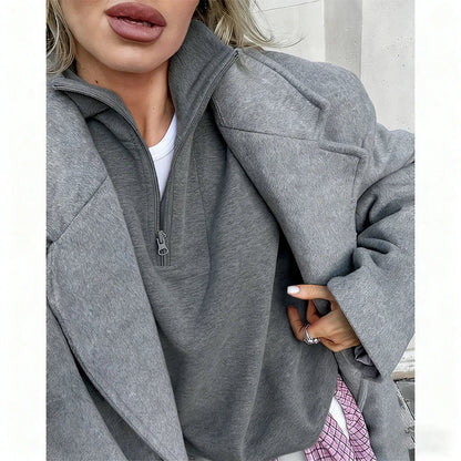 Liora Halbzip-Fleece-Pullover Weiß – Rückenansicht