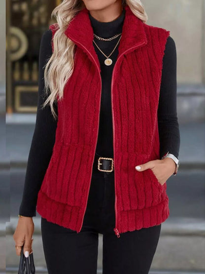 Hellblaue Fleece-Weste Damen – lockere Passform