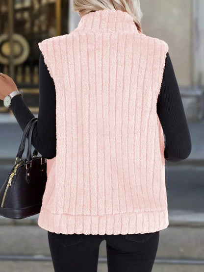 Seitenansicht Fleeceweste Damen in Schwarz – Passform