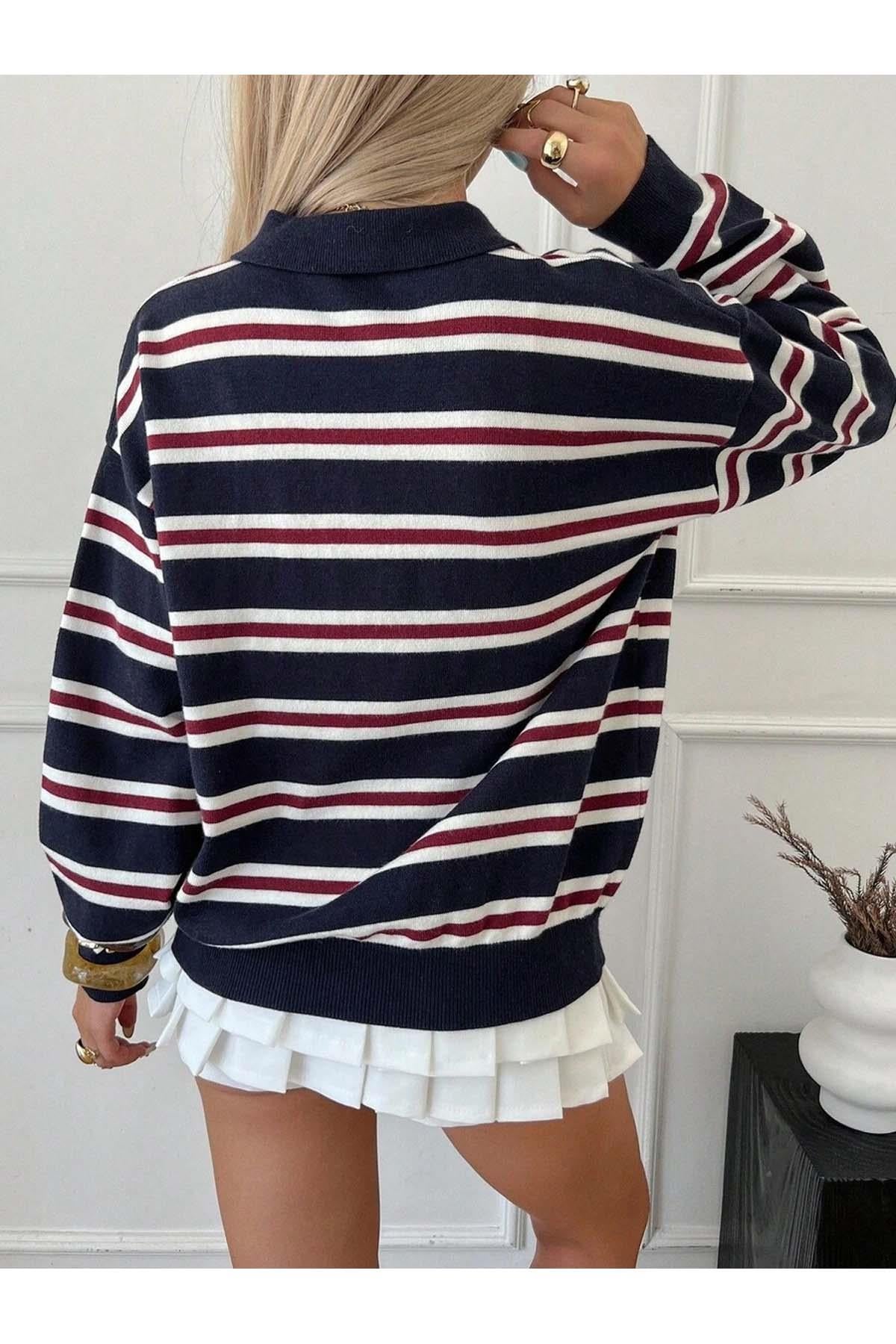 Dalla Damenpullover Strickqualität Detailansicht Marineblau