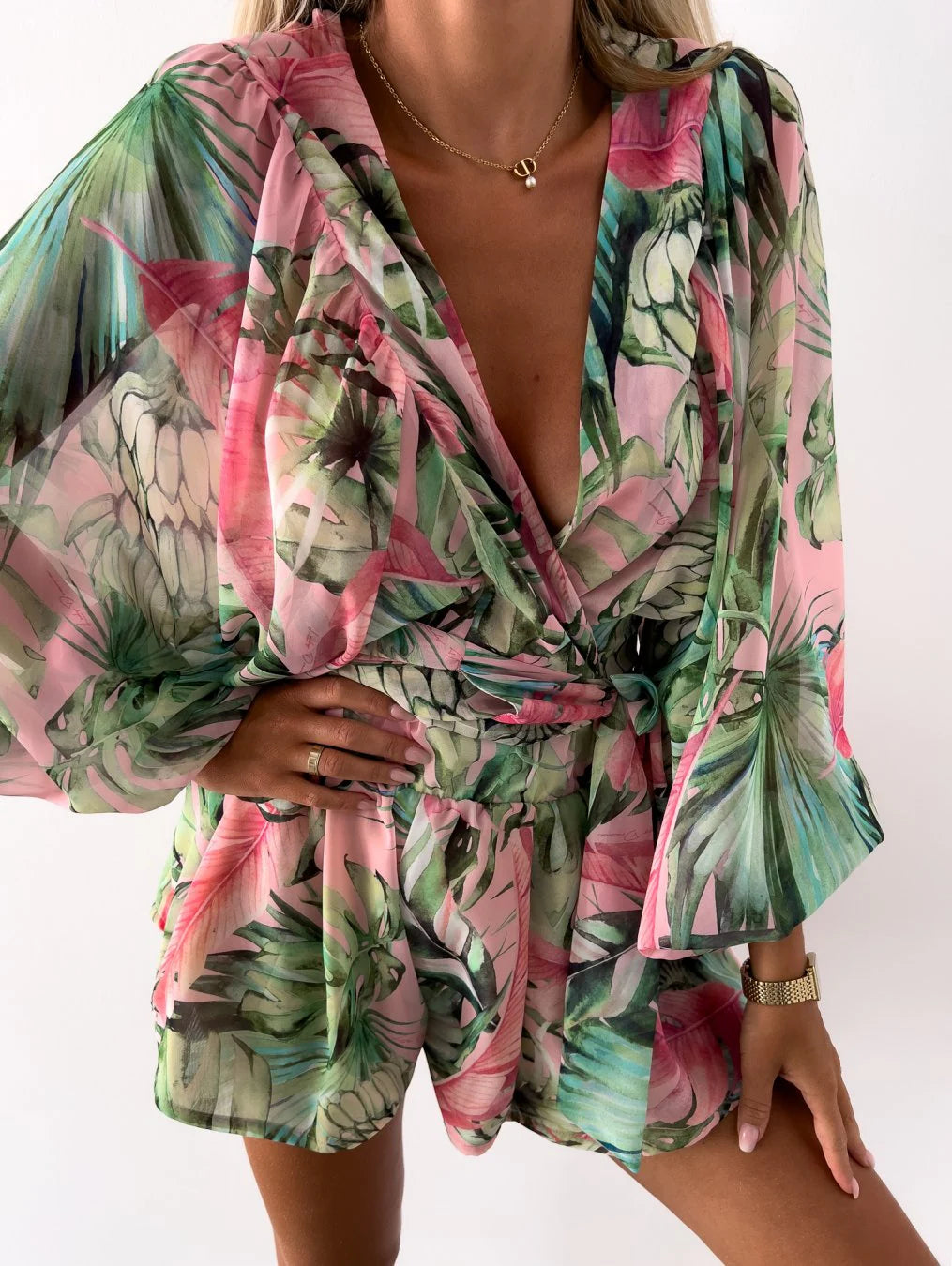 Lunessa Damen Wickeltop & Shorts Set | Leichtes Zweiteiliges Sommer Outfit