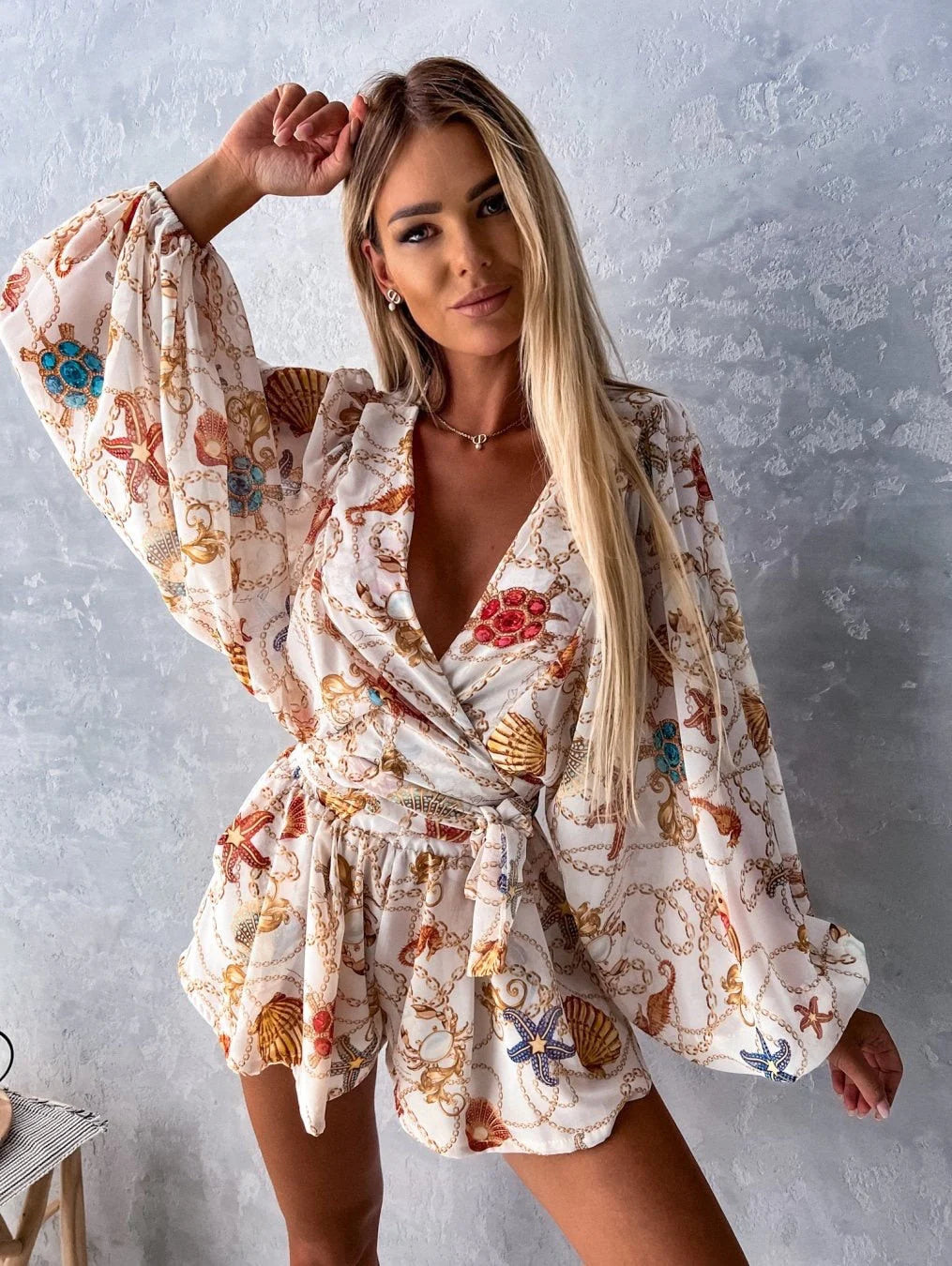 Lunessa Damen Wickeltop & Shorts Set | Leichtes Zweiteiliges Sommer Outfit