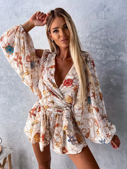 Lunessa Damen Wickeltop & Shorts Set | Leichtes Zweiteiliges Sommer Outfit