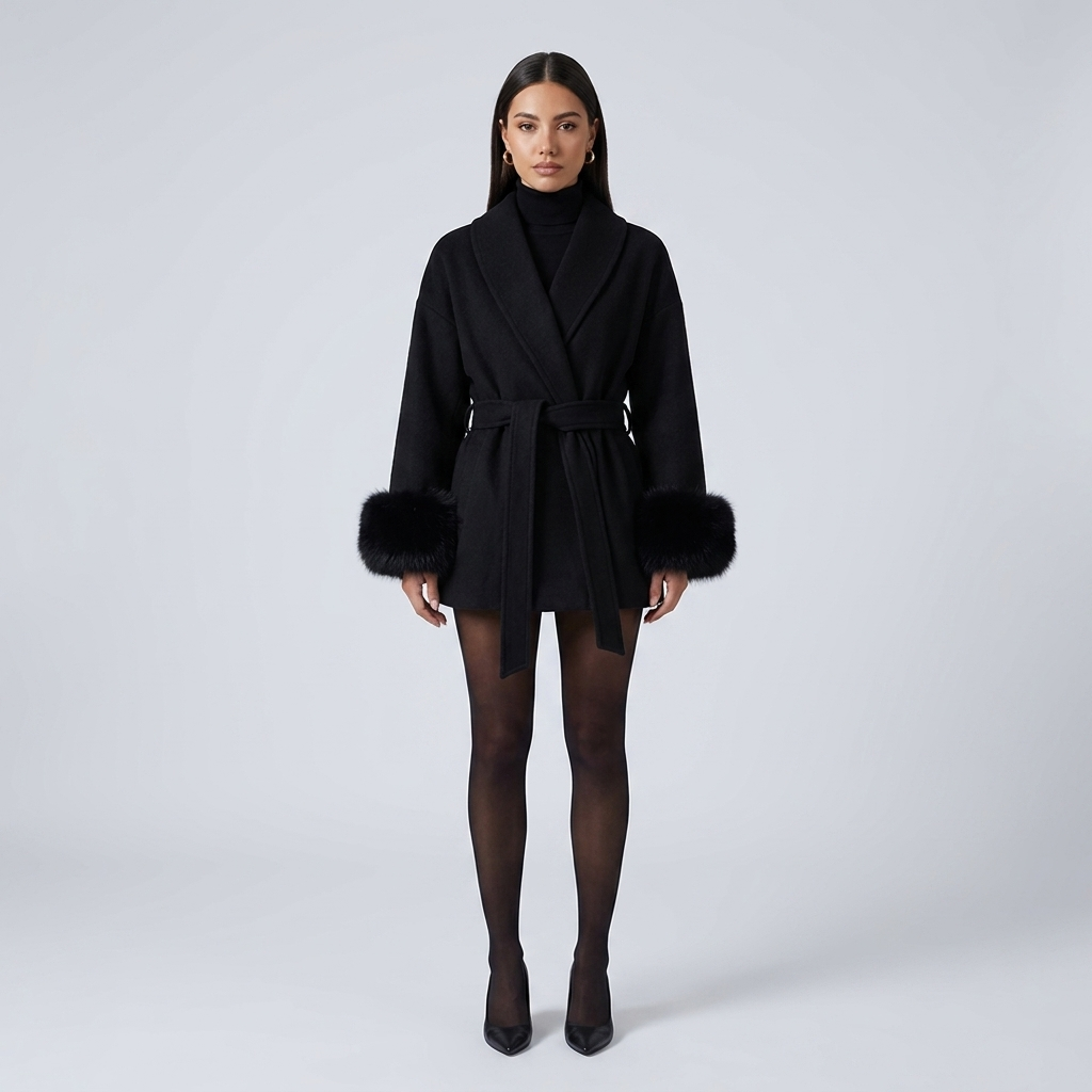 Graue Variante des Mira Wolljacken-Mantels für Smart-Casual-Anlässe