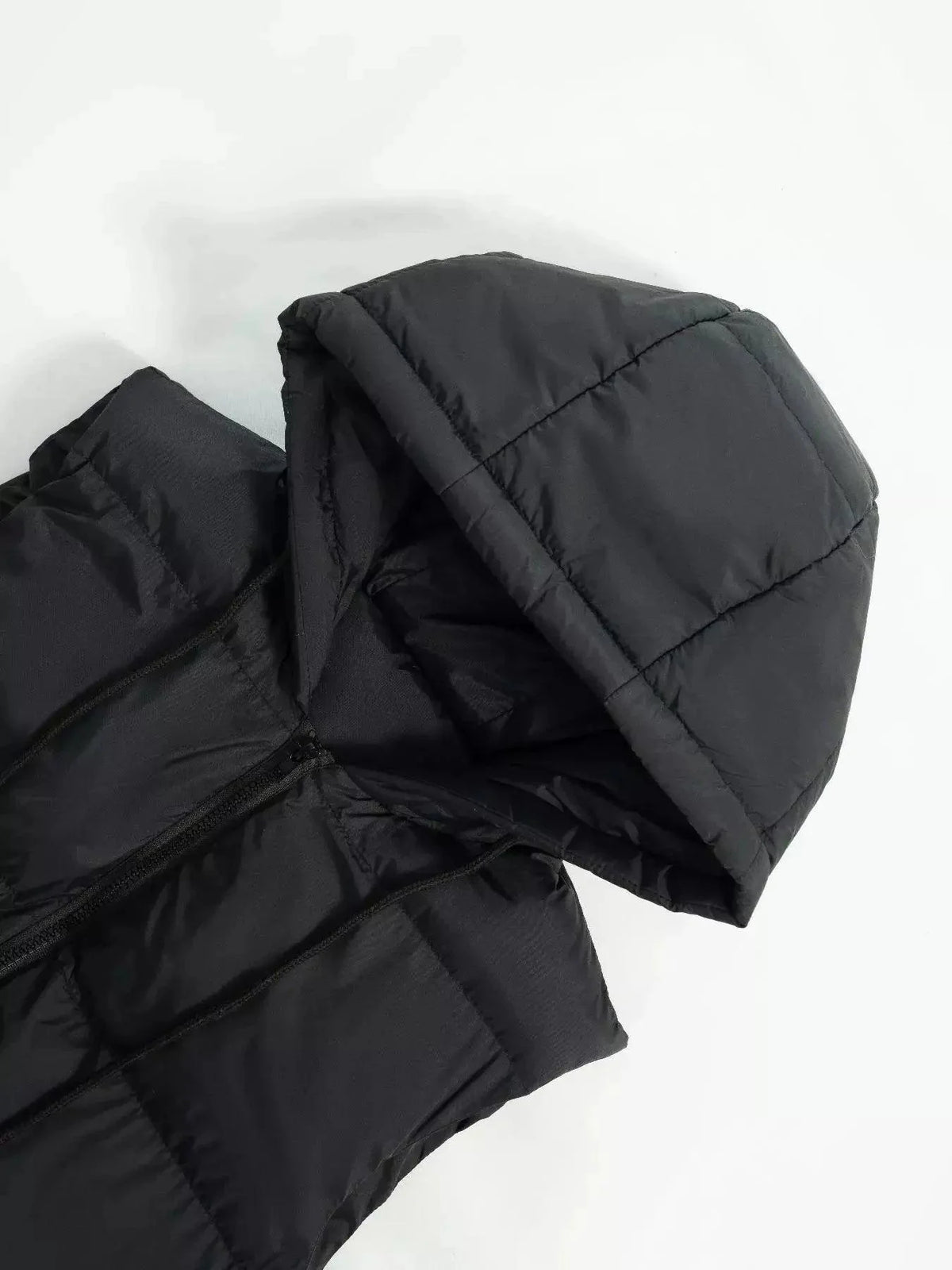 Longline Steppweste Damen XL Frontansicht Schwarz