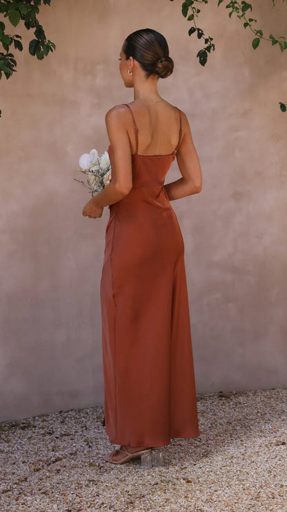 Étoressa Damen Maxikleid mit Seitenschlitz | Elegantes Ärmelloses Abendkleid