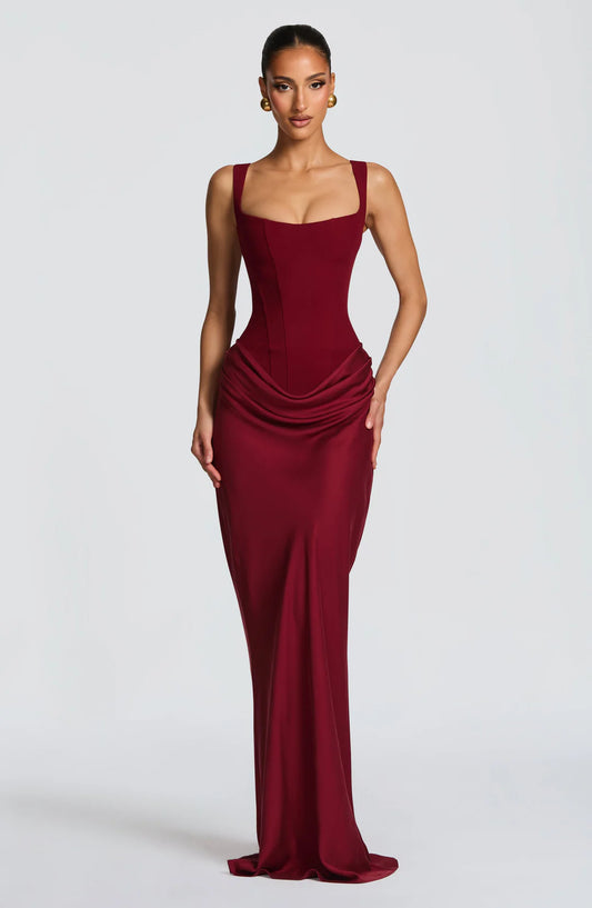 Valencia Damen Maxikleid mit Korsagenoberteil | Elegantes Ärmelloses Abendkleid