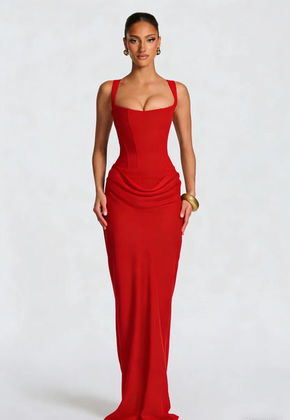 Valencia Damen Maxikleid mit Korsagenoberteil | Elegantes Ärmelloses Abendkleid