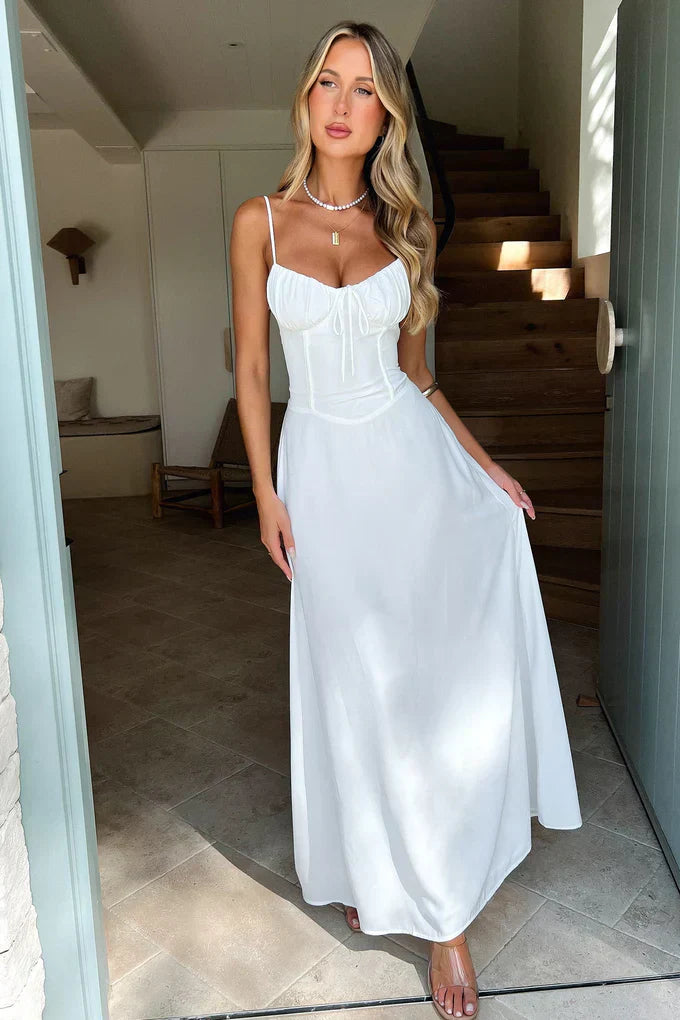 Aurellia Damen Maxikleid mit Schleifendetail | Elegantes Ärmelloses Abendkleid