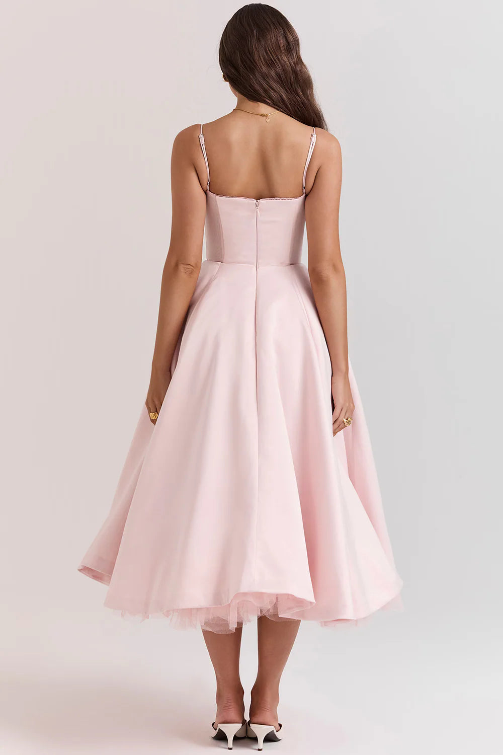 Amorette Damen Midikleid mit Korsagenoberteil | Elegantes Ärmelloses Fit & Flare Kleid