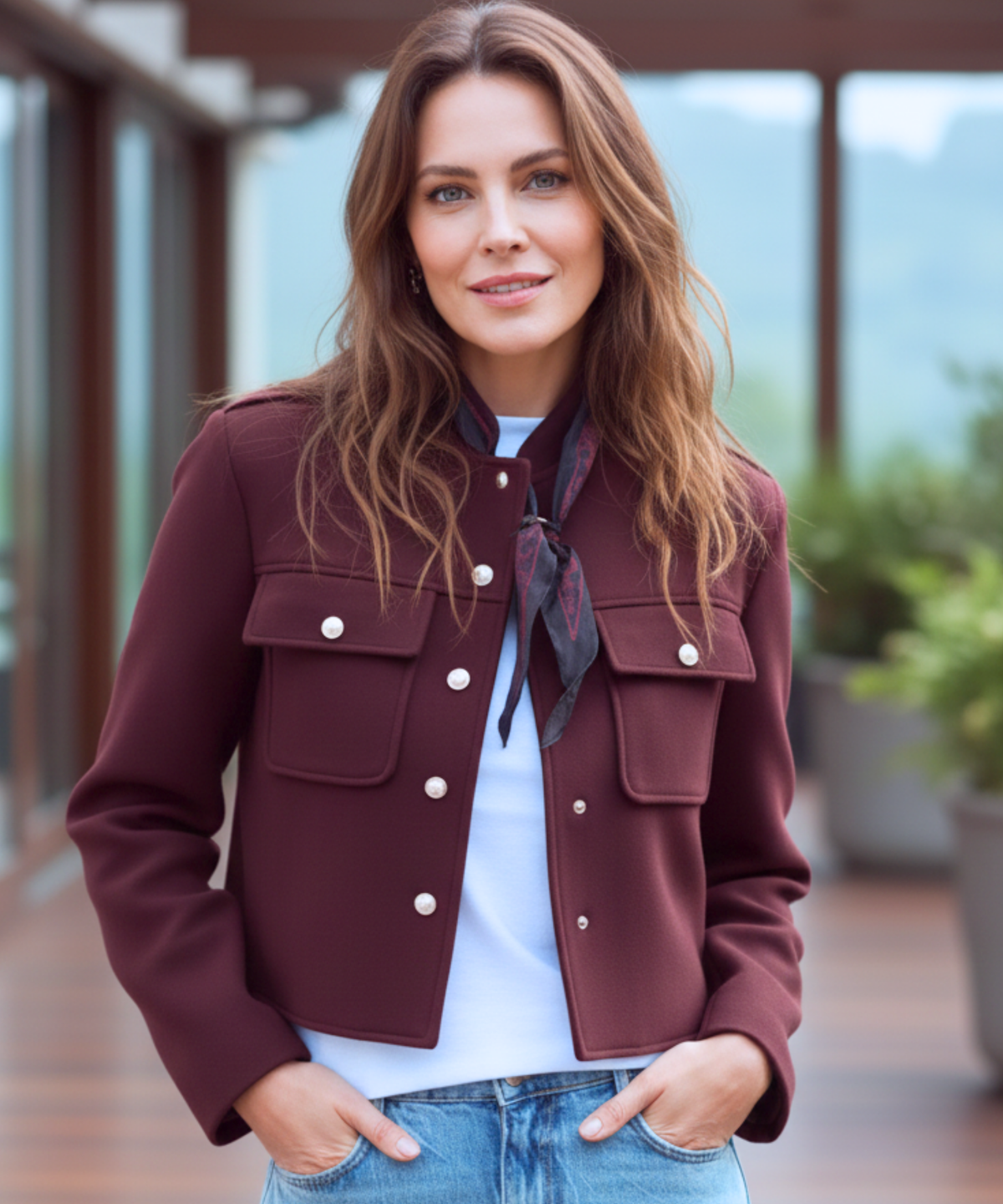 Damen Military-Jacke aus Wolle in Schwarz – Business-Look