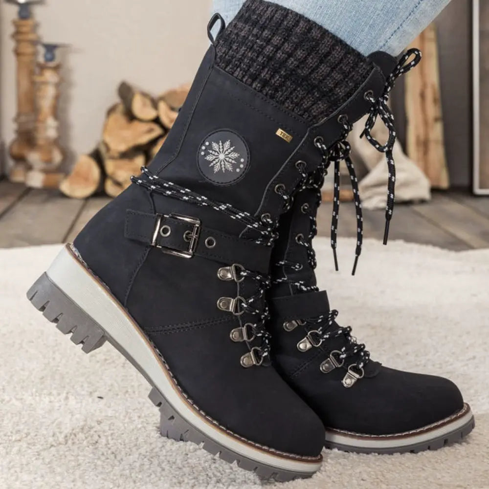 Wintara Damen orthopädische Winterstiefel in Schwarz, Seitenansicht