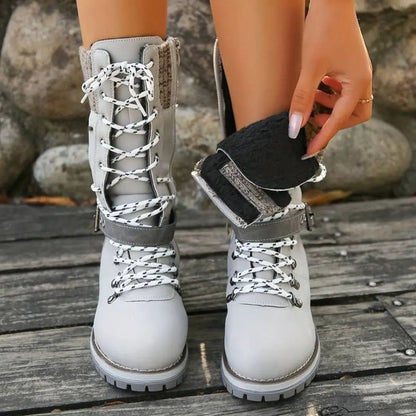 Wintara Damen Winterstiefel in Grün, Detailansicht Schaft