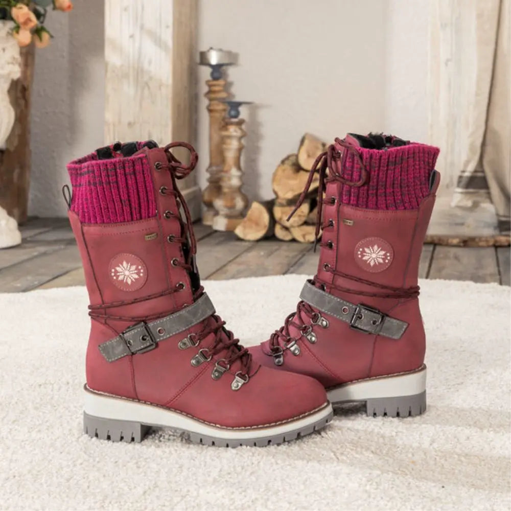 Wintara Damen Stiefel in Rot, Frontansicht