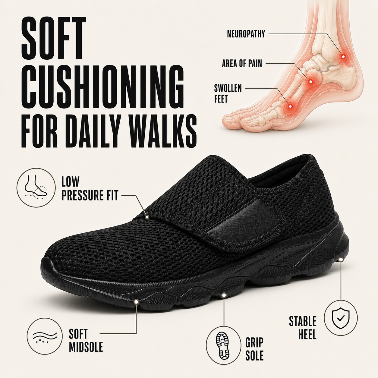 Brekka orthopädischer Schuh mit atmungsaktivem Mesh-Obermaterial in Blau