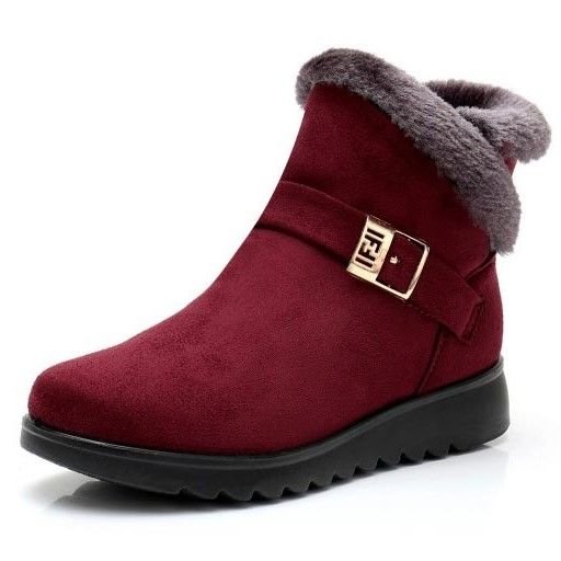 Britta Damen orthopädische Winterstiefeletten in Rot mit Kunstfell-Futter