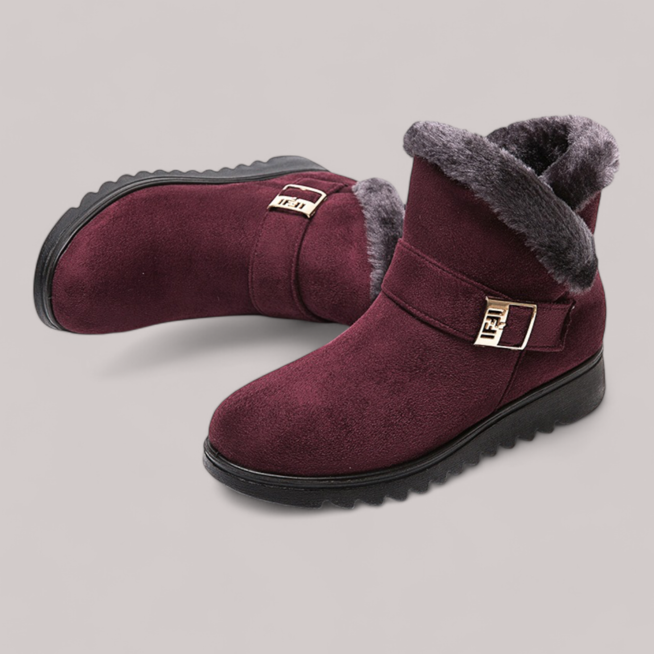 Detailaufnahme des Klettverschlusses der orthopädischen Winterstiefeletten