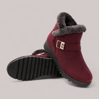 Innenansicht des hochdichten Schaum-Fußbetts der Damen-Winterstiefeletten