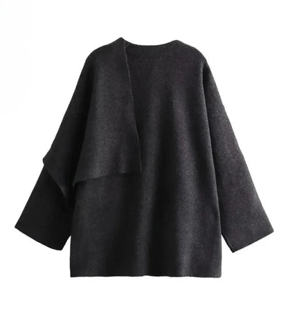 Damen Woll-Wickelmantel mit Schalkkragen – Detailansicht Ärmel