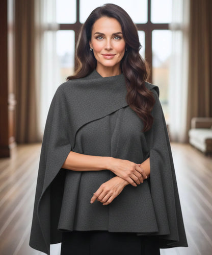 Damen Wintermantel Oversized Wolle in Bordeaux – Rückenansicht