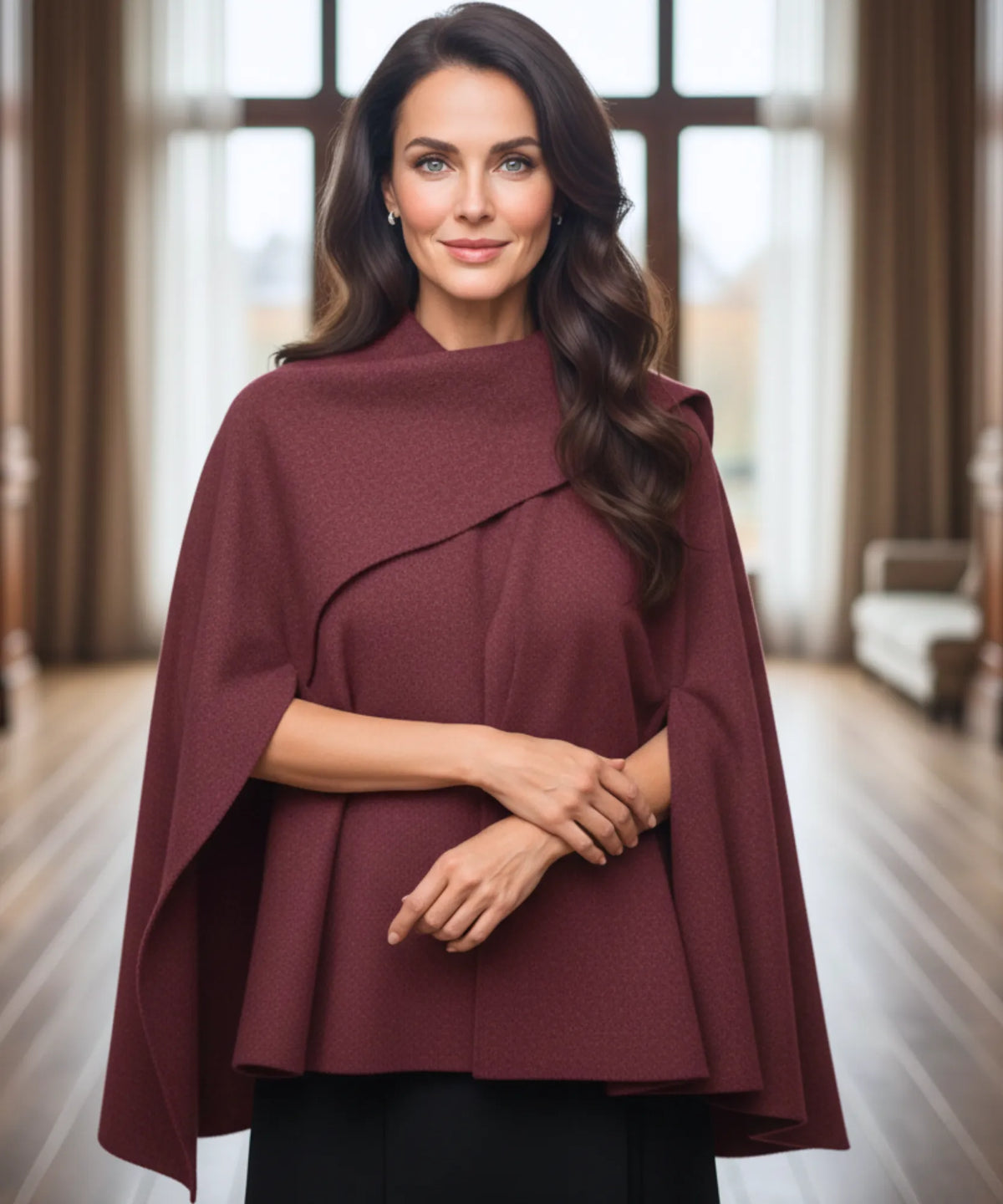 Oversized Wickelmantel Damen – fließender Stoff in Taupe