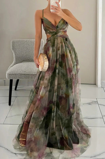 Fiora Belle Damen Plissiertes Maxikleid | Elegantes Fließendes Kleid für Festliche Anlässe