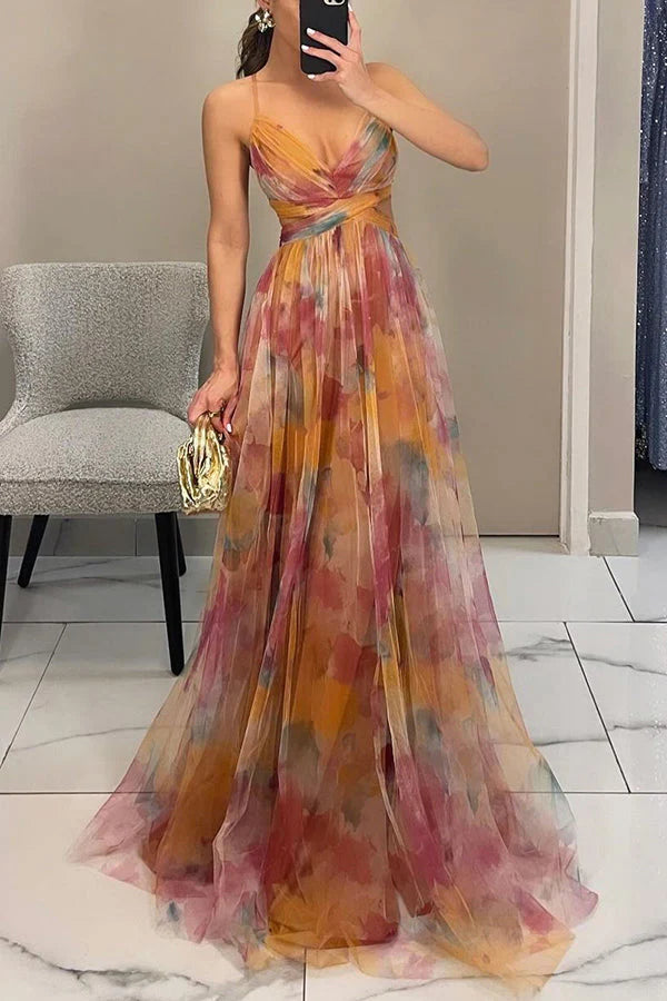 Fiora Belle Damen Plissiertes Maxikleid | Elegantes Fließendes Kleid für Festliche Anlässe